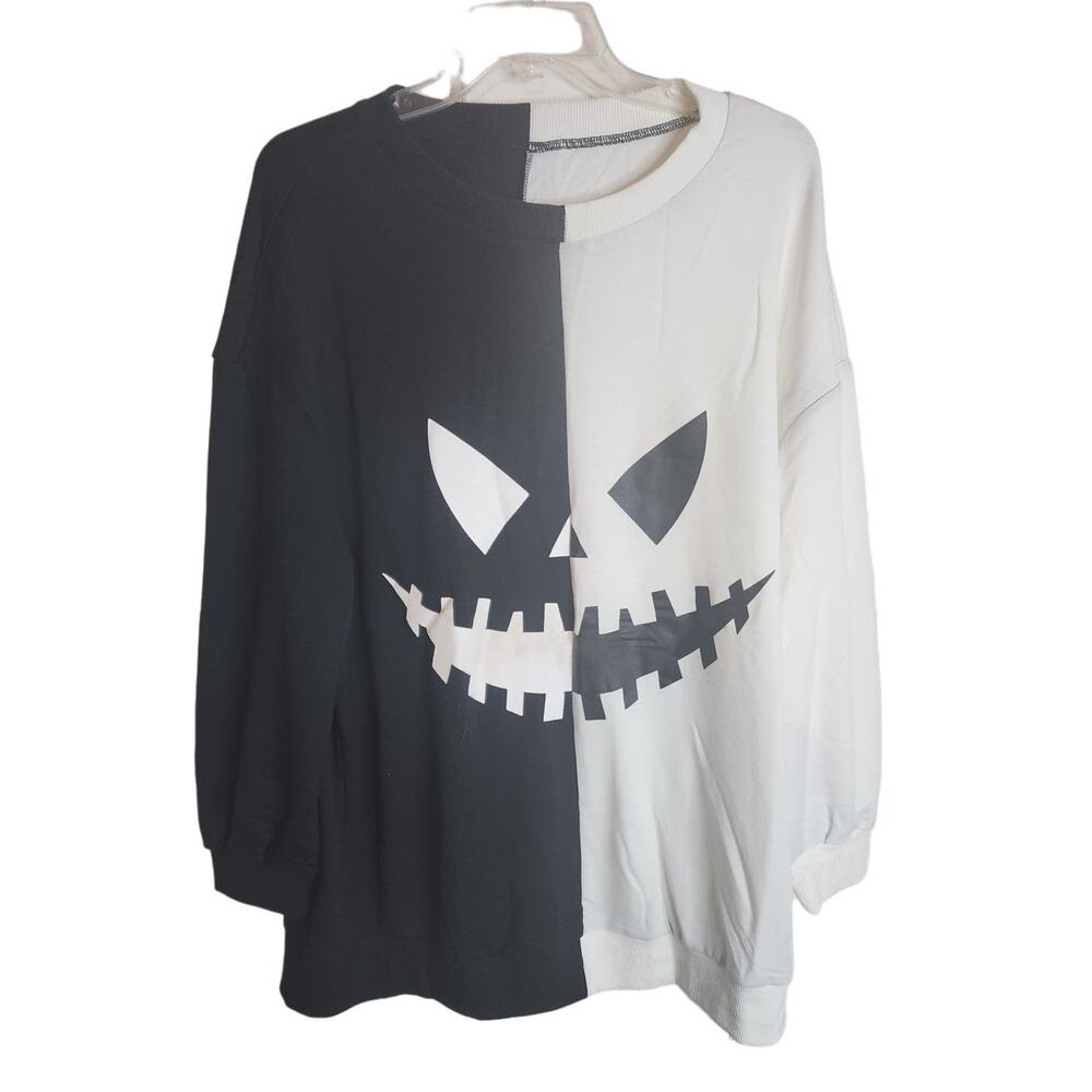 BloomChic Halloween Pumpkin Contrast Drop Shoulder Sweatshirt, NWT, Size 12